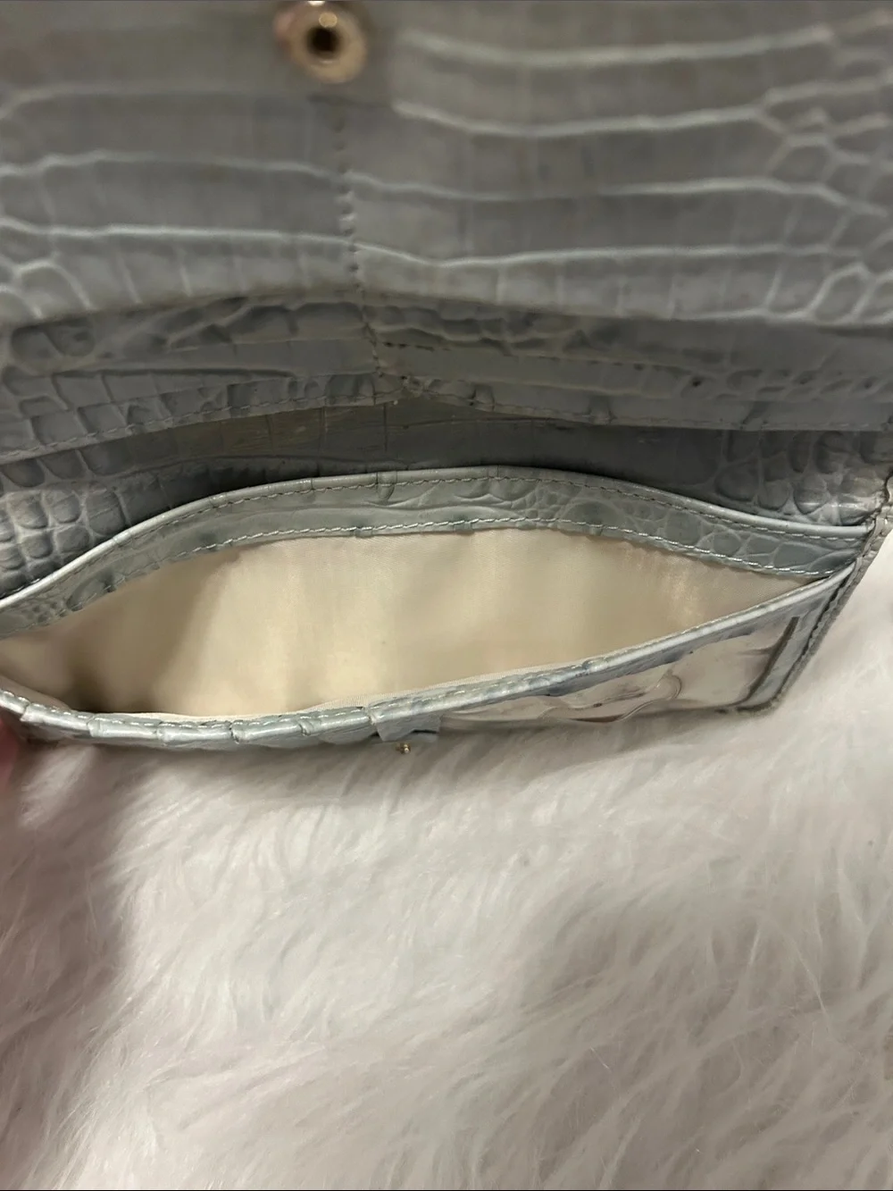 Brahmin White Croc-Embossed Leather Wallet